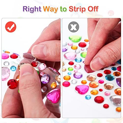 880pcs Gem Stickers Rhinestones for Crafts - Self Adhesive Jewels Stickers, Acrylic Gems DIY Craft Decorative Diamond Small Stickers for Kids