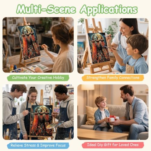 Spandrel Halloween Witch Paint by Number Kits for Adults, Witch Paint by Number Kits on Canvas, DIY Acrylic Oil Halloween Painting by Numbers Gitfs for Home Wall Decor, 8x12in