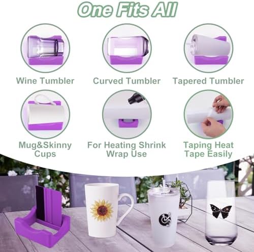 Silicone Cup Cradle for Tumblers,Tumbler Holder for Crafts with Built-in Slot and Felt Edge Squeegee,Small Cup Cradle Use to Apply Vinyl Decals,Anti-Skidding Tumbler Stand Cup Holder(Purple)