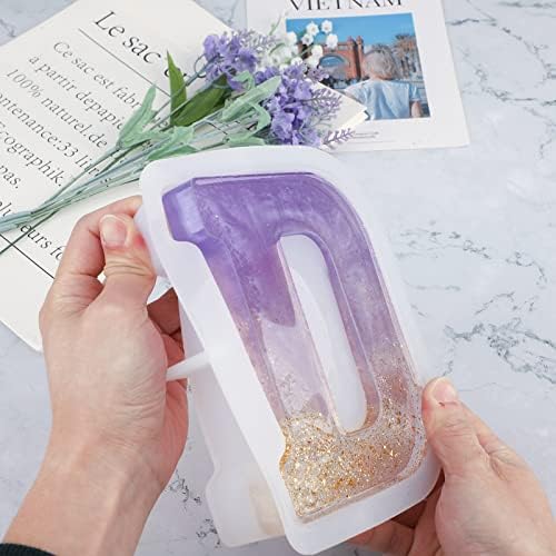 Gartful 7 Inch Large Letter Molds for Resin, 3D D Capital Alphabet Epoxy Resin Mold, A to Z Thick Resin Letter Molds for Making Letters, Word Sign Art, DIY Crafts, Making Cake, Party Home Decor