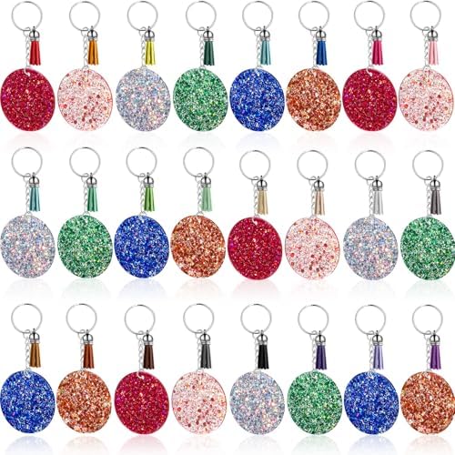WILLBOND 24 Set Acrylic Keychain Blanks Set Clear Acrylic Ornaments,24