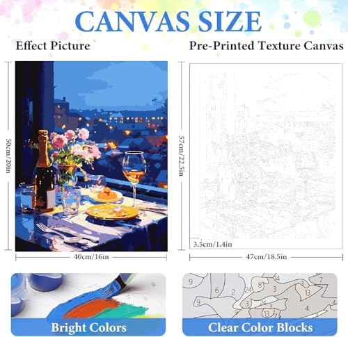 ZRIZQ Landscape Paint by Numbers Kit for Adults Beginner,City Scape,16x20