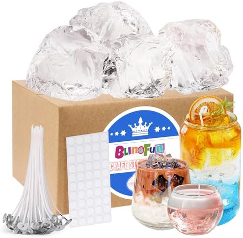 Blingfun Gel Wax for Candle Making with 4 pcs Jelly Wax,50pcs Candle Wicks & 50pcs Stickers Candle Wax for Candle Making,Handcraft Scented Candles Supplies