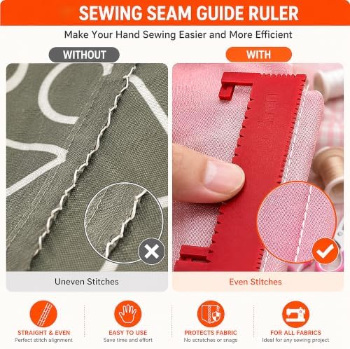 44Pcs Clip-On Sewing Ruler Seam Guide & Needle Kit