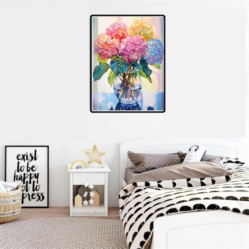 EIBEILI Diamond Art Kits for Adults-Hydrangea in Glass Diamond Painting