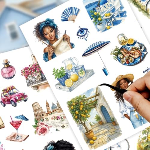 Prstincol 326Pcs Black Girl Themed Planner Stickers Book, People Stickers for Junk Journal Kit, 40 Sheet Scrapbook Supplies with Washi Tape for Planners, Bullet Journal ,Mixed Media Art
