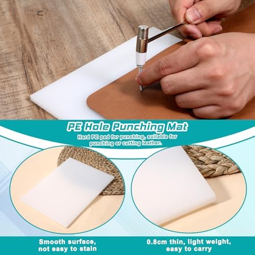4 Pcs Leather Punch Pads, Craft Cutting Mat Craft Mat Sound Absorbing Pad and A4 Self Healing Cutting Mat Hole Punchs Stamping Tool for Leathers Working DIY Crafts