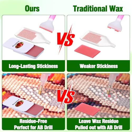 Scented Diamond Painting Wax, Handmade Natural Beeswax for Diamond Art Painting Pen, Long-Lasting Stickiness No Residue Drill Wax with Picker Tool, Diamond Art Accessories and Tools (Strawberry)