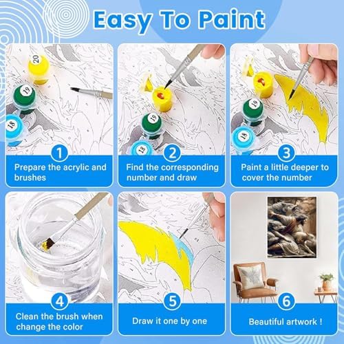 KYOQFVN Jesus and Wolf Paint by Numbers for Adults - DIY Adult Paint by Number Kit on Canvas, Easy Acrylic Painting Kits for Home Wall Decor 16x20 Inch（Without Frame）