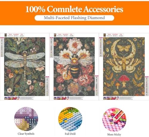 GOUOYANA Vintage Diamond Art Kit for Adult-3P Dragonfly Diamond Wall Art