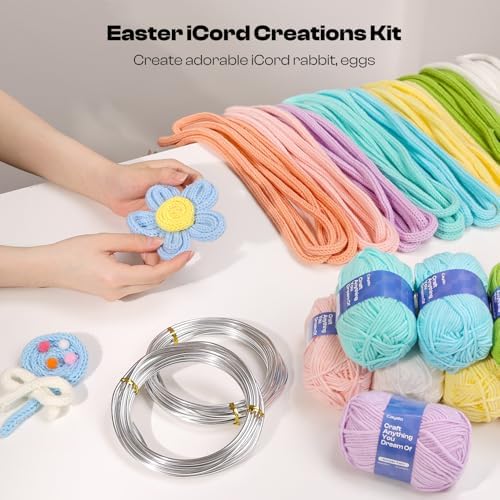 Caydo Aluminum Craft Wire & Acrylic Yarn Skeins Kit for iCord Beginners
