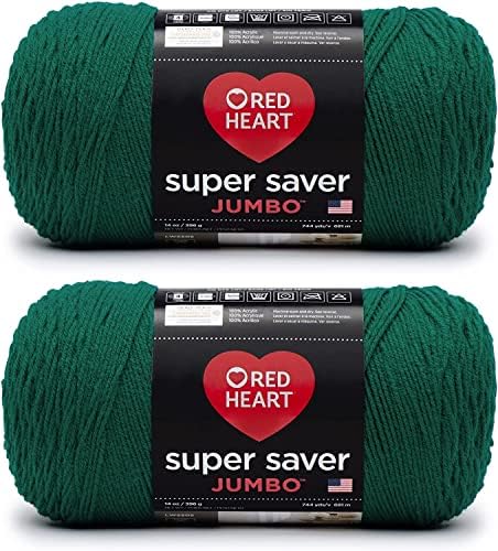 Red Heart Super Saver Jumbo Yarn for Crocheting, Paddy Green, 2-Pack
