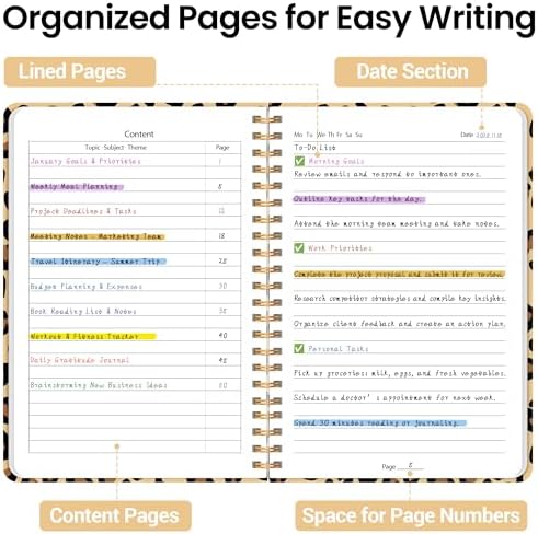 Lined Spiral Journal Notebook, A5 College Ruled Notebook for Note-Taking