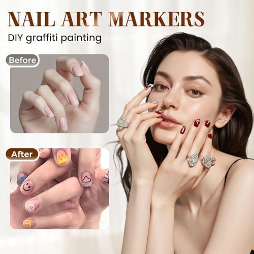 12 Colors Nail Art Pens Set, Nail Art Markers Polish Pen for 3D Nail Art, Drawing Painting Liner Brush for DIY Nail Art Beauty Adorn Manicure Tool (24 colors)