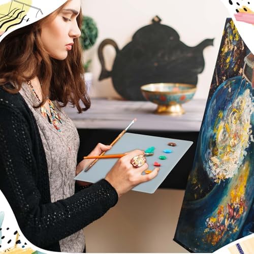 Nuanchu 1 Set Glass Oil Paint Palette, Airtight, 12.8 x 9.25 Inches, Grey | Handy Tempered Glass for Oil Painting, Moisture-proof lid Keep Paint Fresh, Portable Travel Outdoor, Leak-proof Airtight Seal