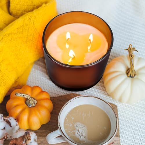 SHOWIN 14 OZ Thick Candle Jars for Making Candles 12 Pcs, 3 Wick Empty Jars with Wood Lids for Candle Making, Sample Container,Frosted Brown