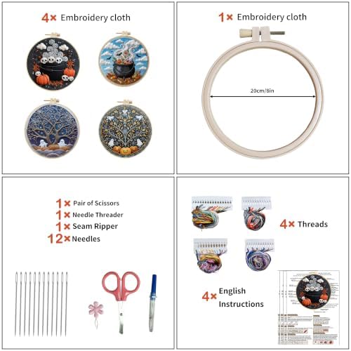 Halloween Embroidery Kit for Beginners & Adults with Ghost Pattern