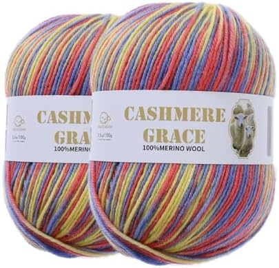 100% Pure Natural Merino Wool Yarn (4ply) - Each Ball 3.5 OZ/Approximately 320 Yards - Hand-Knitting/Crochet/Knitting - Soft and Non-irritating [2 Ball Set] (Mandala 09)