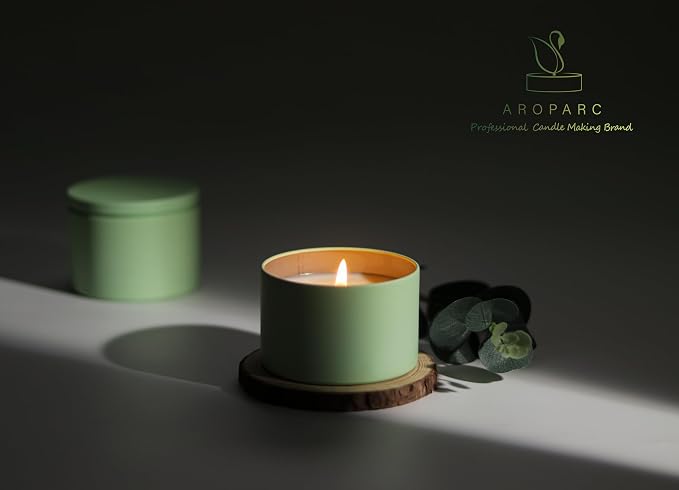 Aroparc Candle Tins 8oz with Lids, 24 Pack Seamless Bulk Candle Containers for Candle Making Supplies Empty Candle Jars - Mint