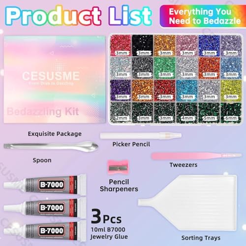 28000 Pcs Color Rhinestones Bedazzling Kit, Black Green Bedazzling Gems