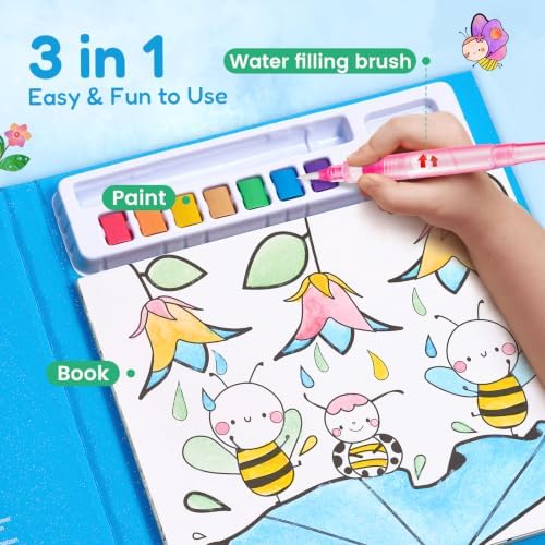 JoyCat Paint with Water Coloring Books for Toddlers (Bugs & Blossoms)