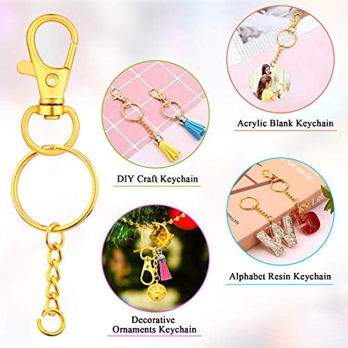 Keychain Rings for Crafts, Selizo 120pcs Gold Keychain Hardware Includes 60pcs Key Chain Hooks and 60pcs Key Rings for Keychains, Acrylic Blanks and Resin Craft