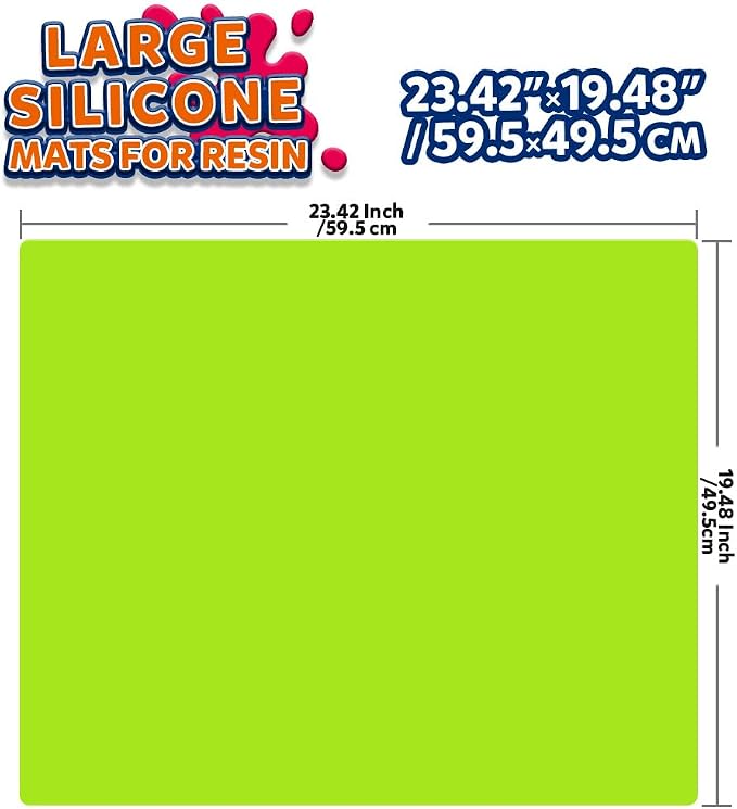 LEOBRO Silicone Mats for Crafts, 2 Pcs 23.4"x 19.5" Large Silicone Mats for Resin Clay Paint Jewelry Making, Countertop Protector Table Mat, Blue & Green