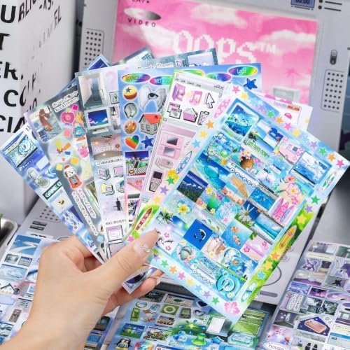 Dreamcore Y2K Retro Sticker Book, 27 Sheets Stickers, Epoch of Blur