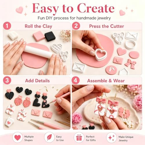 11pcs Valentine Clay Cutters for Earrings, Wedding Theme