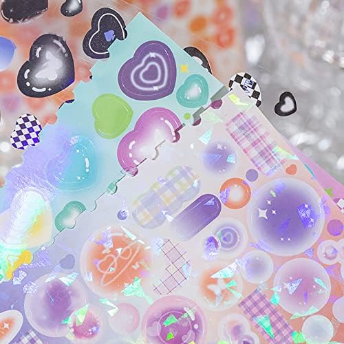 Doraking 50 Sheets Laser Sticker Book for Arts Craft Scrapbook | Self Adhesive Love Cute Stickers for Greeting Cards Home Decoration DIY Deco Stickers(B)