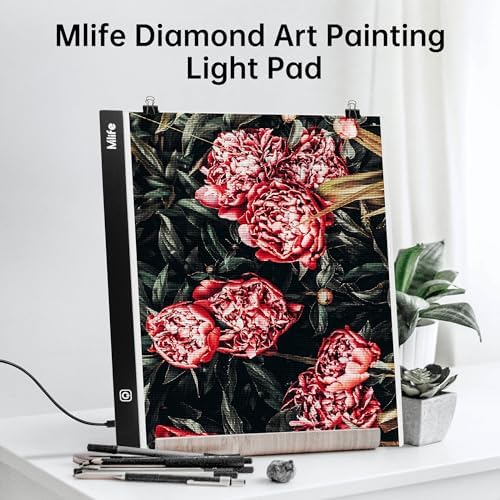 Mlife A3s Diamond Art Painting Light Board with 3 Adjustable Brightness Tracing Light Box, USB Powered LED Light Pad Diamond Art Accessories for Drawing, Sketching, Animation