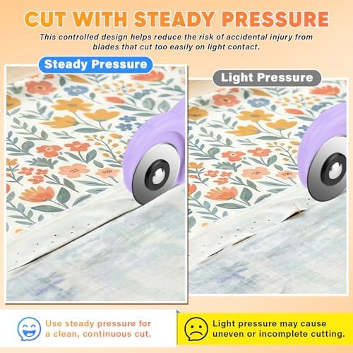 DIYSELF Rotary Cutter for Fabric, Fabric Cutter with 5 Rotary Blades 45 mm
