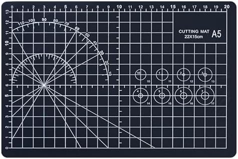 A5 Cutting Mat, Self Healing Sewing Mat, Craft Mat Double Sided 3-Ply Craft Cutting Board for Sewing Crafts Leather Fabric Scrapbooking Project Art Supplies, 8.6“ x 5.9”, Black