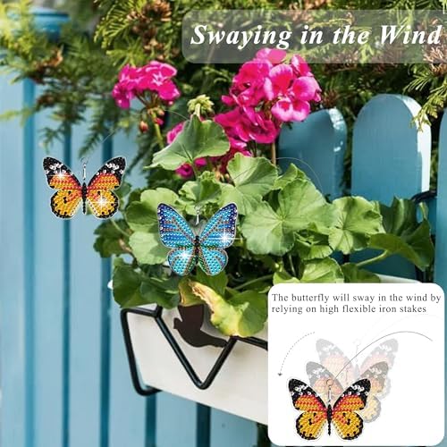 Vcekract 8Pcs Butterfly Diamond Art Garden Stakes for Adults