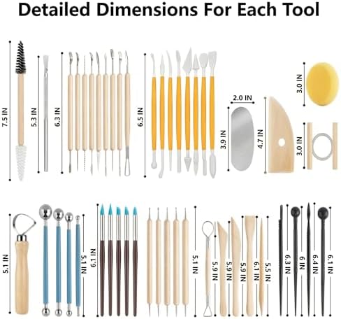 Jahnrun 48Pcs Pottery Kit, Professional Polymer Clay Sculpting Tools Set