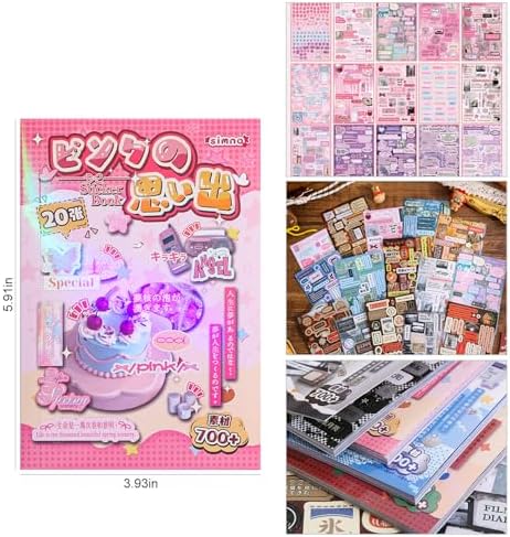 Girl's Japanese Retro Words Sticker Book, 700+ Kawaii Japanese Phrase Stickers, Cute Kanji Kana Quote Stickers Book for DIY Scrapbooking Journaling Handbook Decoration