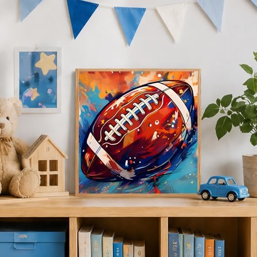 AUKELHJ Paint by Numbers Kit for Kids with Frame, Football, 8X8 inch