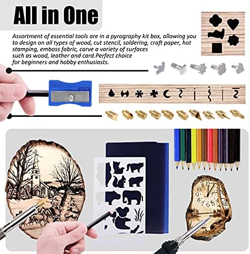 172Pcs Wood Burning Kit, Professional Adjustable Temperature Pyrography Wood-Burning Pen with Soldering Iron Tips, Woodburning Tool Accessories for Embossing Carving Soldering