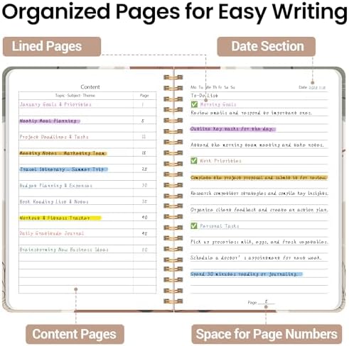Lined Spiral Journal Notebook, A5 College Ruled Notebook for Note-Taking