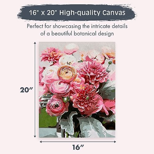 Pink Picasso Paint by Number Kit, for Adults & Teens,16x20, Blushing Blooms