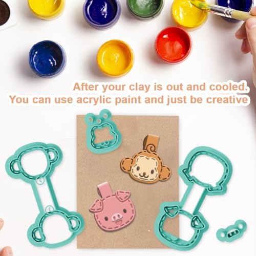 beinkmake 10Pcs Animals Keychain Polymer Clay Cutters for Adults Cute Animals Avatars Polymer Clay Keychain Cutter for Jewerly Making Birthday Party Gifts DIY Supplies