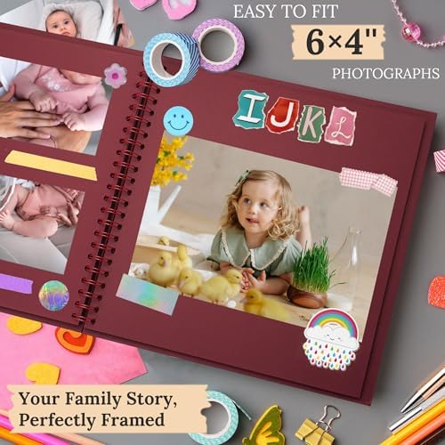 Scrapbook Photo Album 7"x7" 20 Sheets 40 Pages Hardcover Kraft Paper Khaki