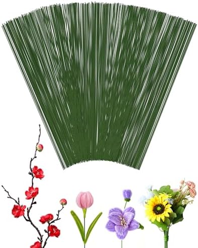 100 PCS 26 Gauge Green Floral Wire Stems for Artificial Flower Making,Flexible Paddle Wires for Crafts Festival Flowers,Garland and Floral Arrangements,Florist Wire,Flower Wires for Crafts
