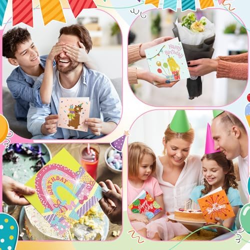 Saillong 24 Pack Happy Birthday Diamond Art Card with Envelopes
