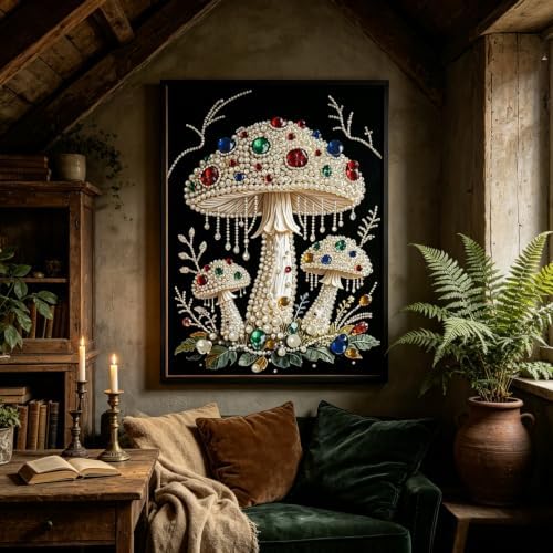 Pearl Diamond Painting Kits for Adults, Diamond Art for Mushroom 12x16In