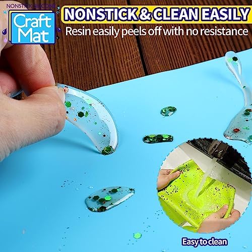 LEOBRO Silicone Mats, 3 PCS Silicone Mats for Crafts, Resin Molds, Play Dough Mat, Nonstick Silicone Sheet Mat for Epoxy Resin, Clay, Craft Supplies, 15.7”x 11.7”