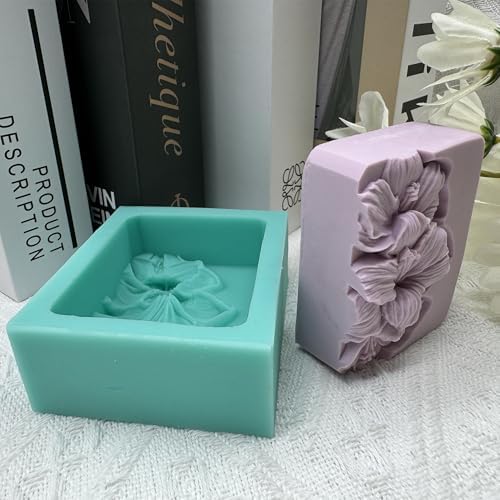 Lily Flower Soap Mold Pretty Flower Soap Silicone Mould for Handmade DIY Soap Making Lotion Bars Scented Candles Resin Crafts Aromatherapy Gypsum Moulds Cake Ice Cube Molds