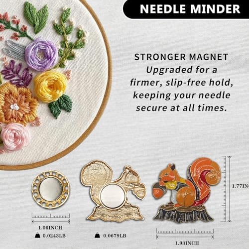 Magnetic Needle Minder Magnet Embroidery Accessories and Supplies Embroidery Needle Holder Cross Stitch Holder Needlework Supplies (Squirrel)