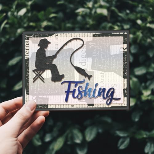 GLOBLELAND Family Fishing Cutting Dies for Card Making Fishing Net Background Cut Die for DIY Scrapbooking Journal Embossing Paper Craft Decor