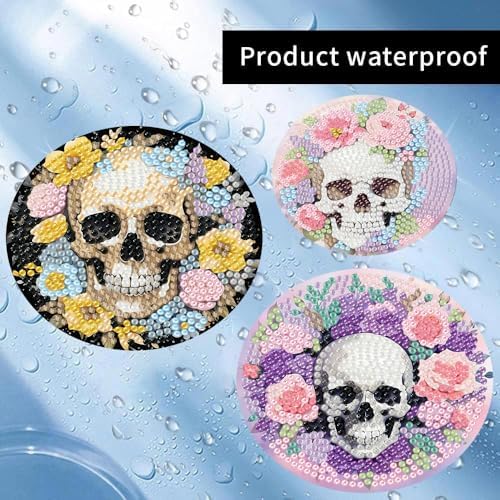8 Pcs Diamond Art Coaster Kit for Adult with Holder, Diamond Coasters 4x4in